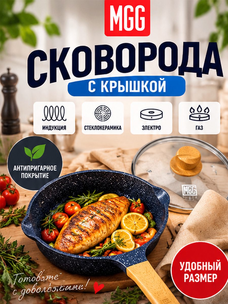MGC Сковорода с крышкой Asia Series 28 см, синяя